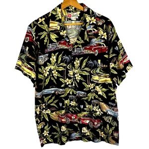 VTG Hilo Hattie Hawaii Tropical Shirt Men ButtonUp Sz L Short Sleeve USA Island